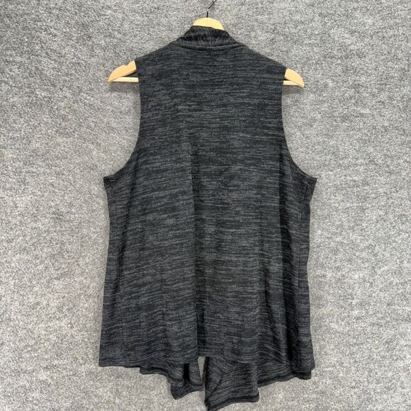 LOGO by Lori Goldstein Top Women L Large Black Open Front Sleeveless Wide Strap - Picture 2 of 6